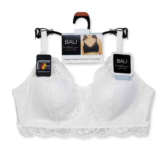 Bali Womens Beautifully You Lace Wireless Bra Size 3XL  Colour White - Picture 1 of 7
